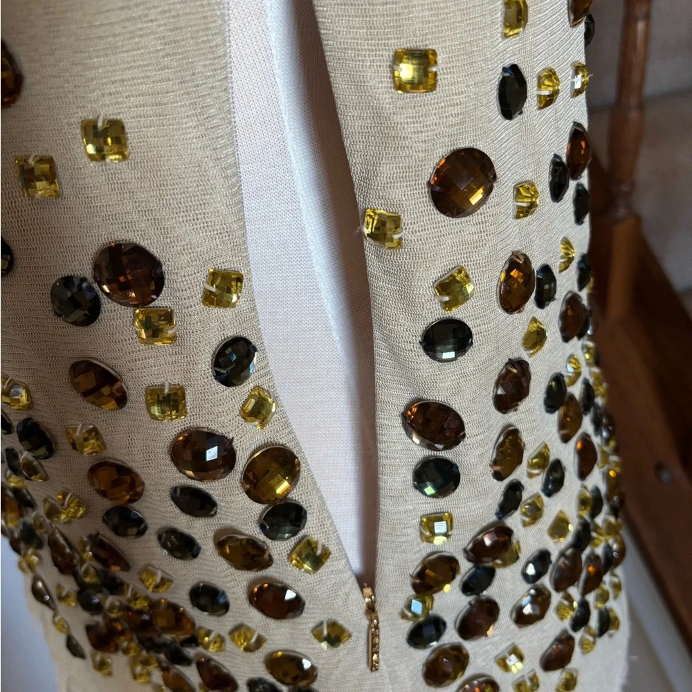 Tory Burch Enid Shell silk and gemstones top